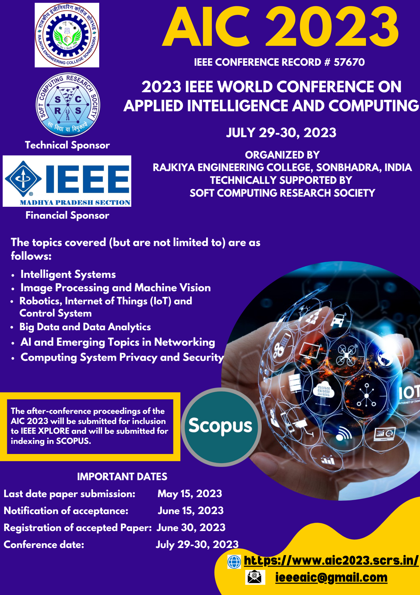 AIC 2023 IEEE Conference AITM Varanasi, India July 2930, 2023 SCRS